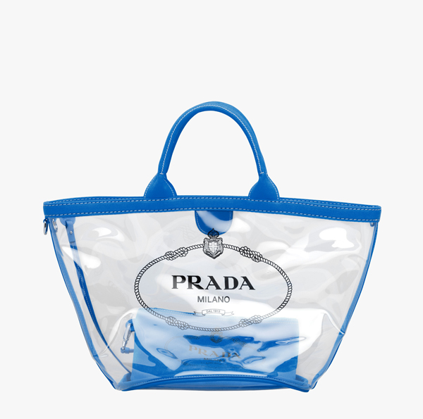 2018SS ☆PRADAコピー ☆ビニール ハンドバッグ 1BG166 azzurro